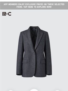 Uniqlo: C Tweed Tailored Jacket, Grey Houndstooth, Japanese size XXL, NWT
